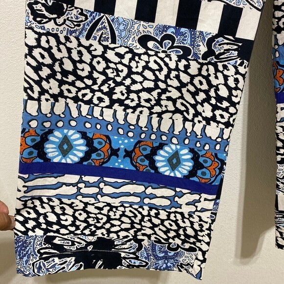 Leo & Ugo Blue Baltic Casual Relaxed Crop Pants Size 3 Medium - Picture 3 of 9